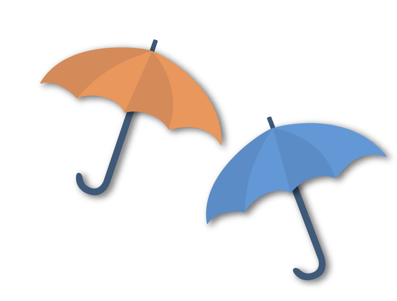 ORange and blue umbrellas