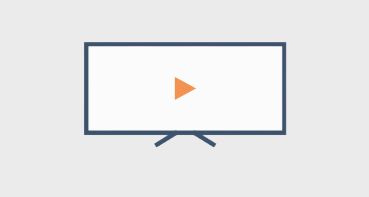 GIF shows a TV with a dark blue outline and a white screen. The GIF starts with an orange play symbol in the middle that expands to fill the screen until the screen is orange. '3%' then pops up on the screen in dark blue text representing the amount of people who intend to increase spending on on-demand entertainment services in the next 12 months.